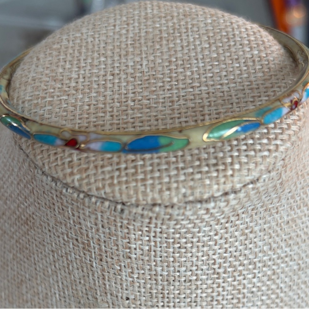 Cloisonné Multicolor Bangle Bracelet - Picture 5 of 6